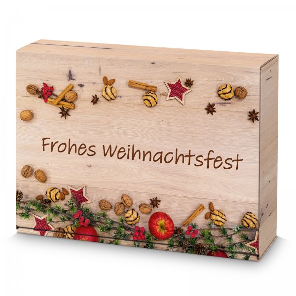 Präsentkarton für 3 Flaschen 360x250x90 mm Holzoptik Schokobraun Braun