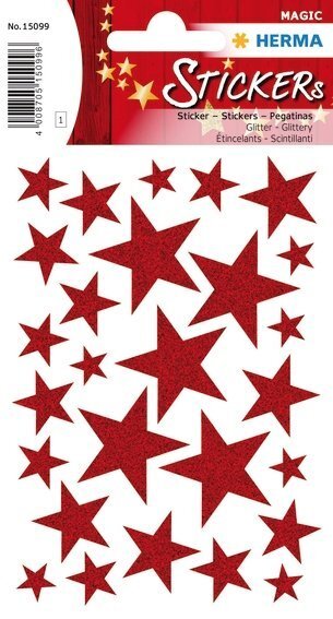 HERMA 15099 10x Sticker MAGIC Sterne Rot Glittery