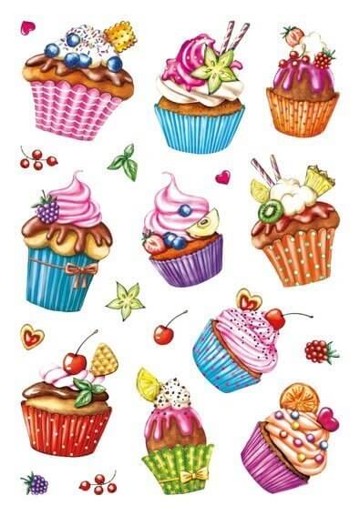 HERMA 3387 10x Sticker DECOR Cupcakes Folie beglimmert